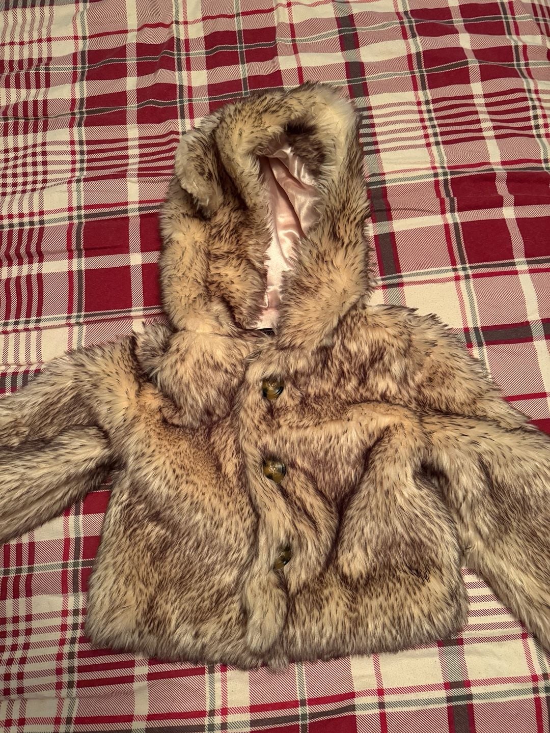 Lilly Patricia Crystal Fox Faux fur hooded coat girls size 6 3