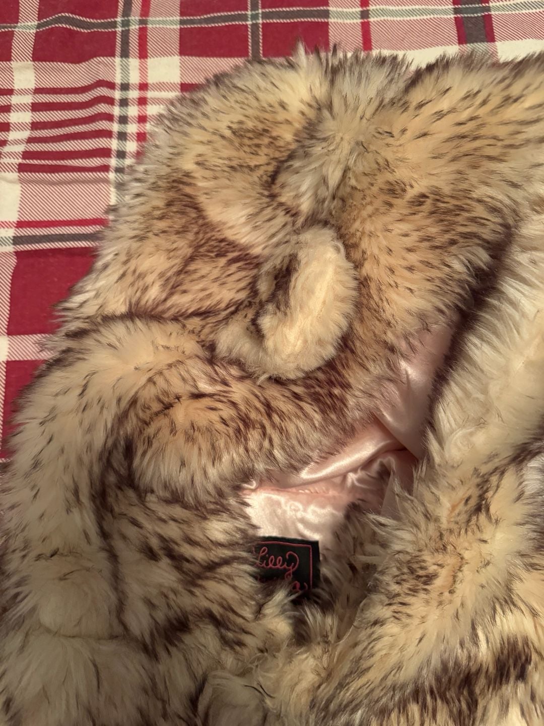 Lilly Patricia Crystal Fox Faux fur hooded coat girls size 6 7