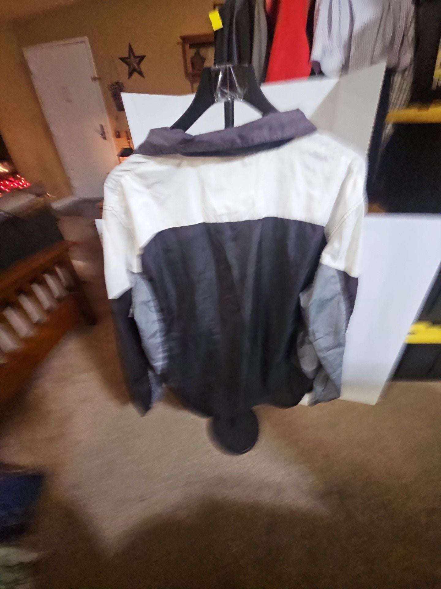 NFL Oakland Raiders Windbreaker Jacket Size L Black Gray White 3