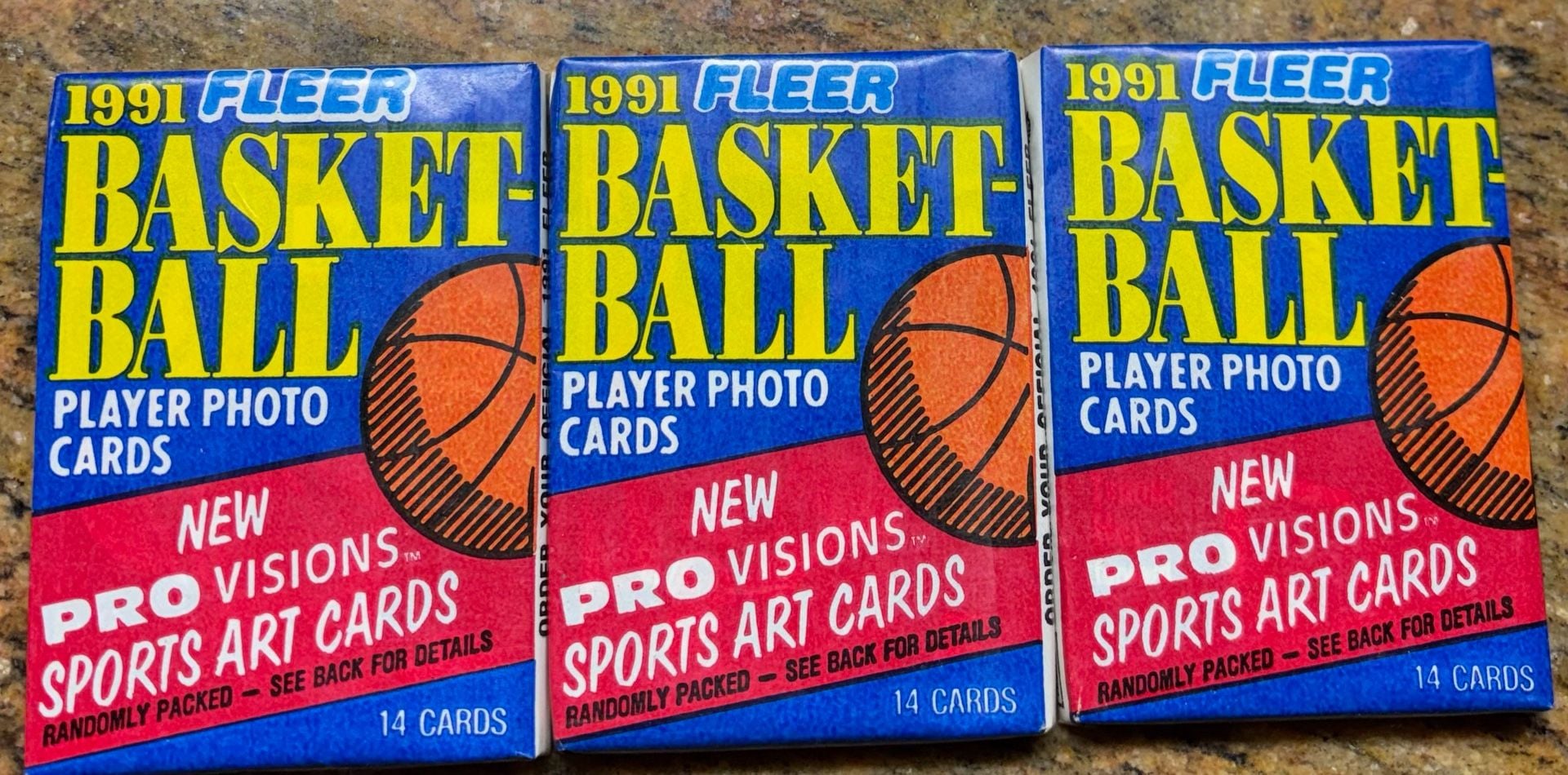 1991 Fleer Basketball Wax Pack Lot of 3 Unopened. Jordan! 1