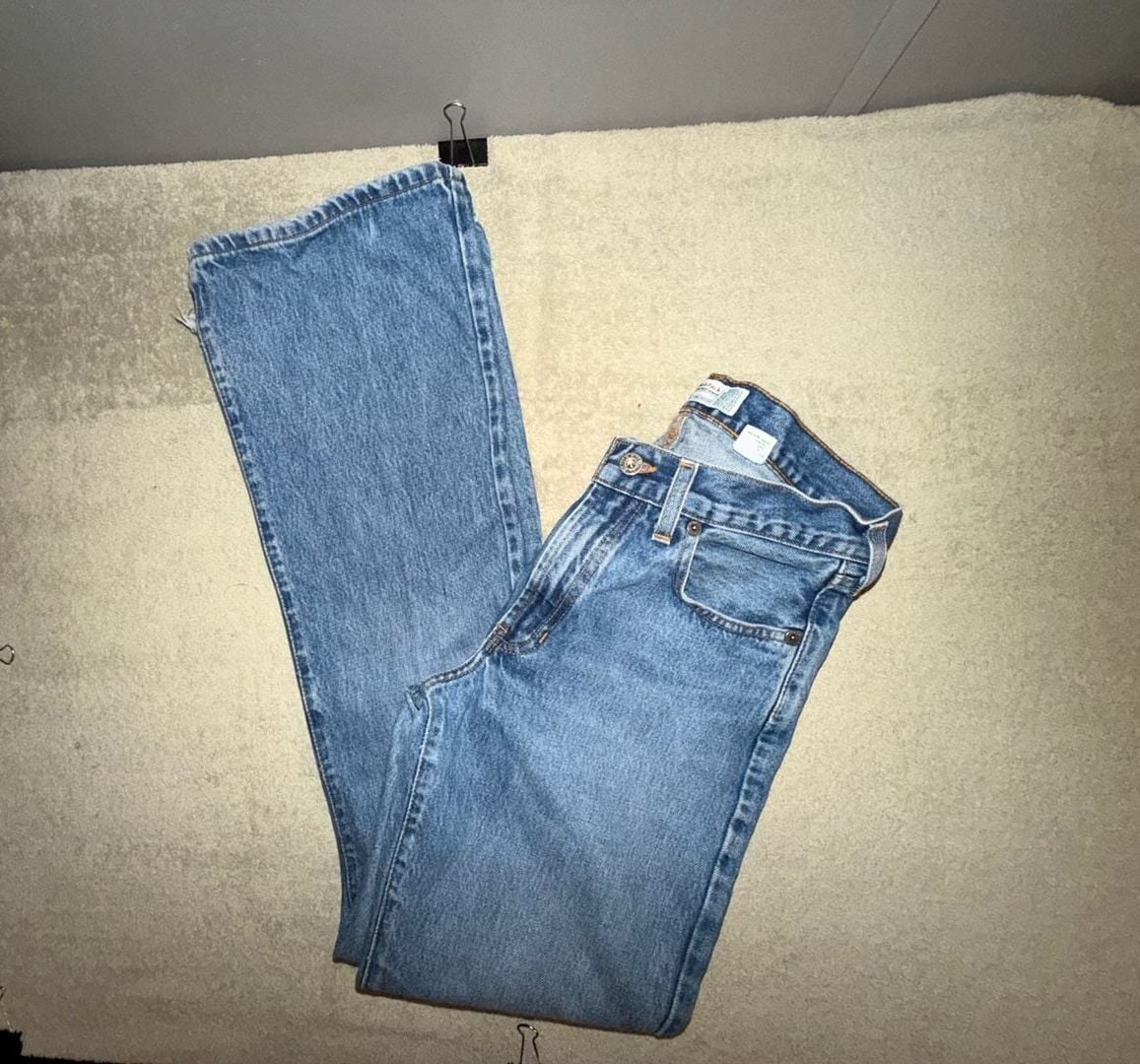 Y2K Abercrombie & Fitch Vintage Flare Jeans Size 4x33 Blue Denim 90’s style 11