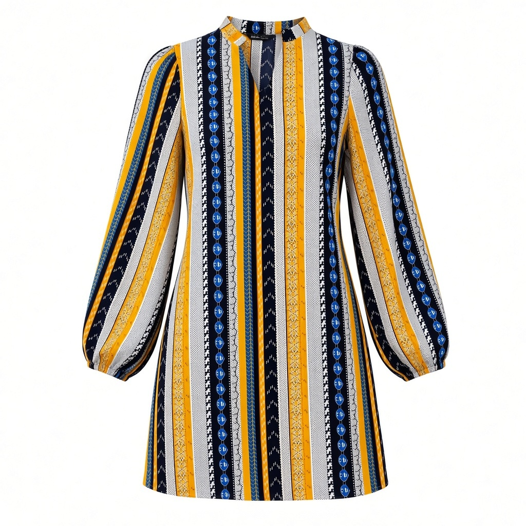 Shein Striped Long Sleeve Dress Size M Multi 2