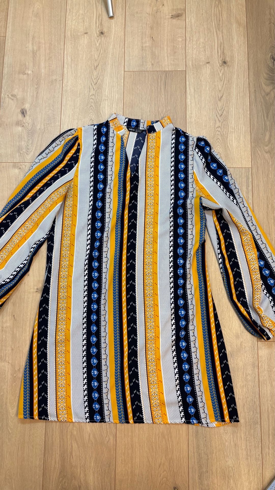 Shein Striped Long Sleeve Dress Size M Multi 3