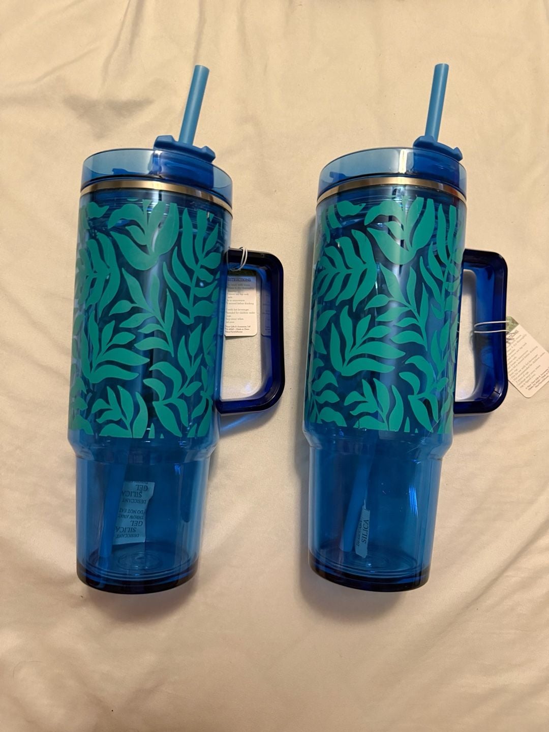 Lot of 2 Leaf Print Clear Tumbler Size 30oz 1