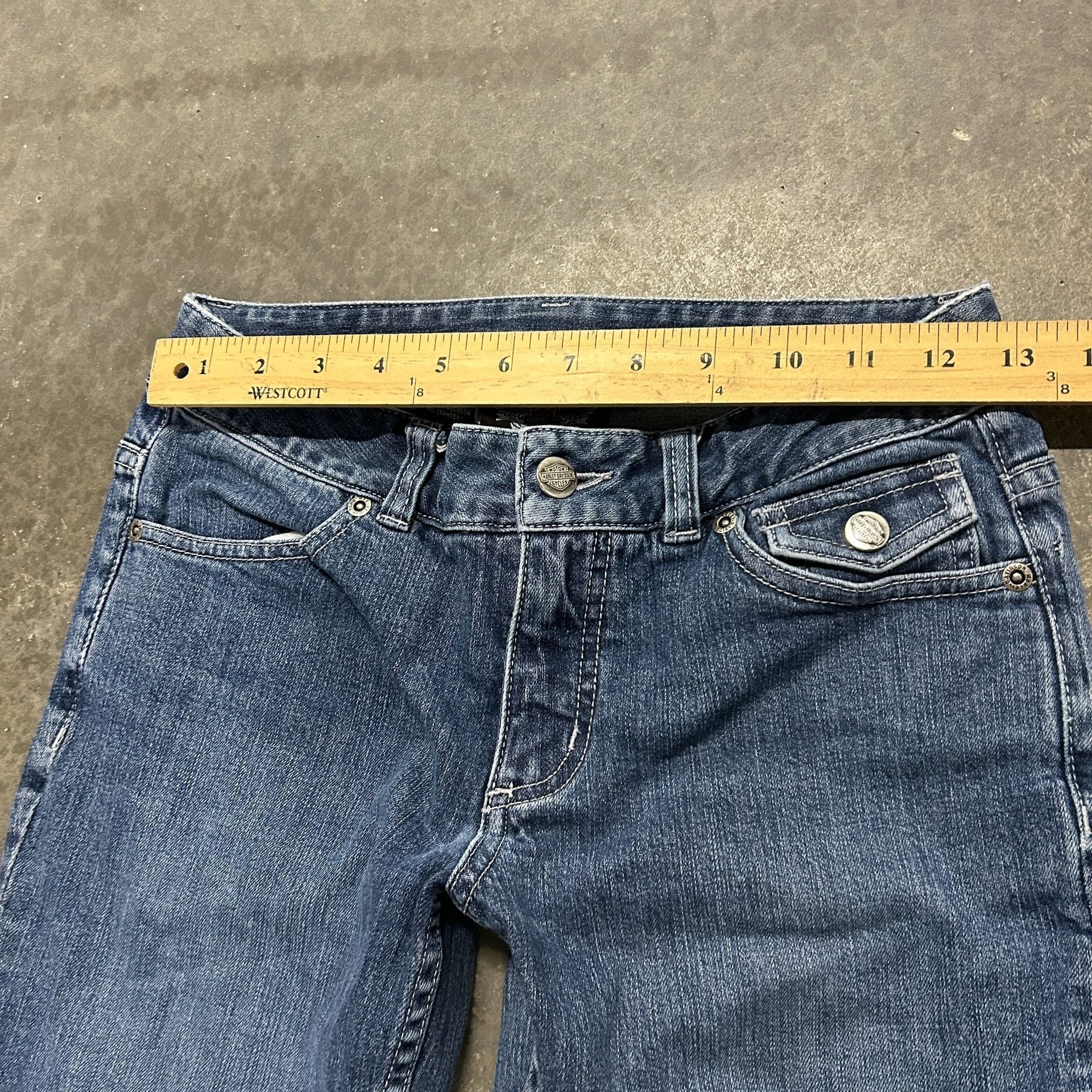 Harley Davidson Womens Size 2 Y2K Capri Jeans Embroidered Logo Cropped Denim 5