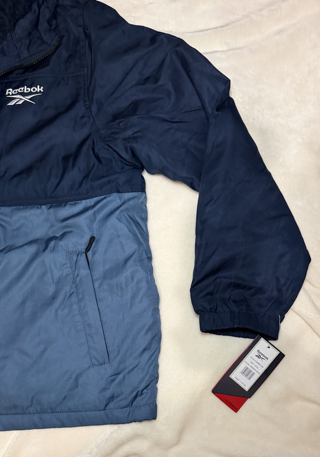 Reebok Hooded Jacket Size L Navy Blue 4