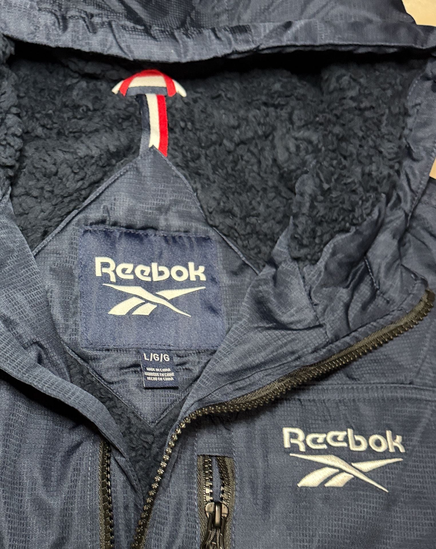 Reebok Hooded Jacket Size L Navy Blue 5