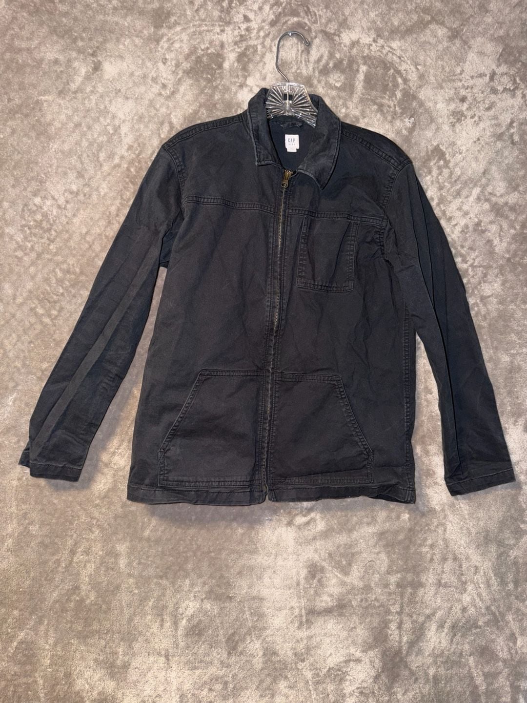 Gap Kids Denim Jacket Size 14-16 Girl’s Black Zip Front Utility 3