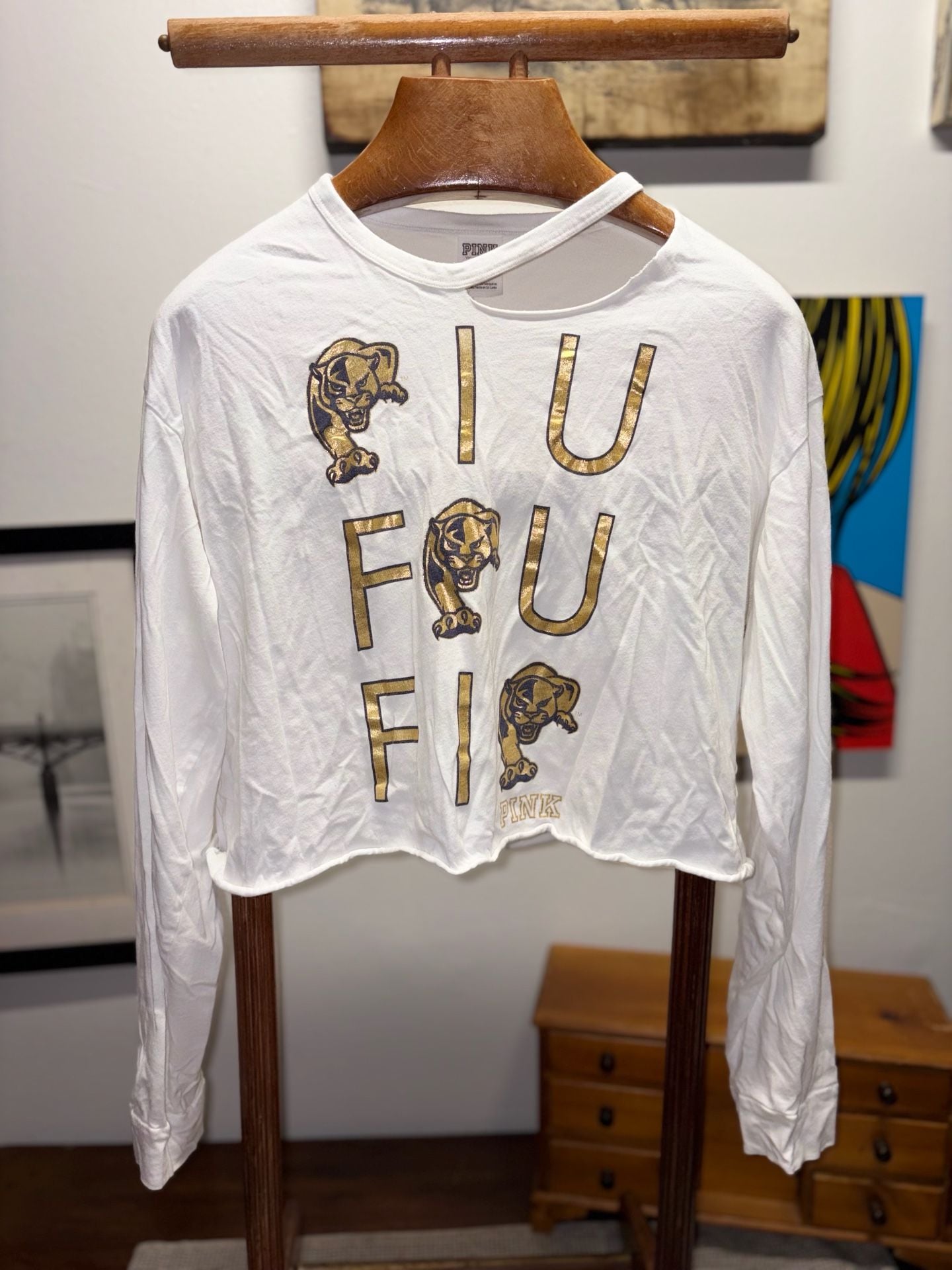 Victoria's Secret Pink FIU Panther Long Sleeve Crop Top Size L 2