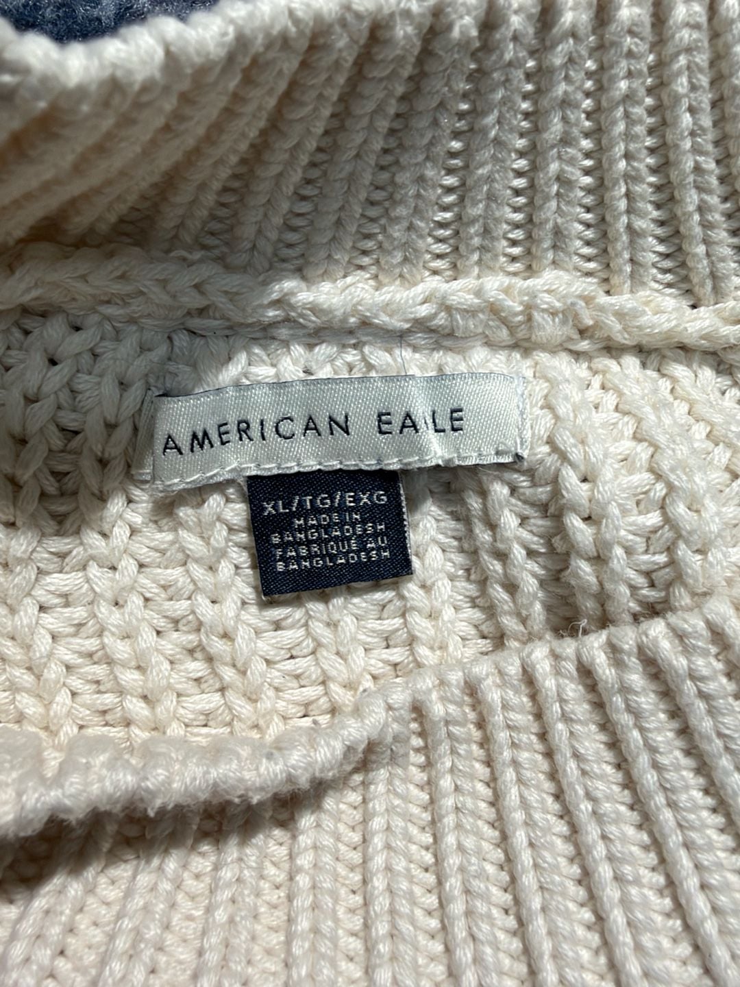 American Eagle Chunky Knit Crew Neck Sweater Cream 10