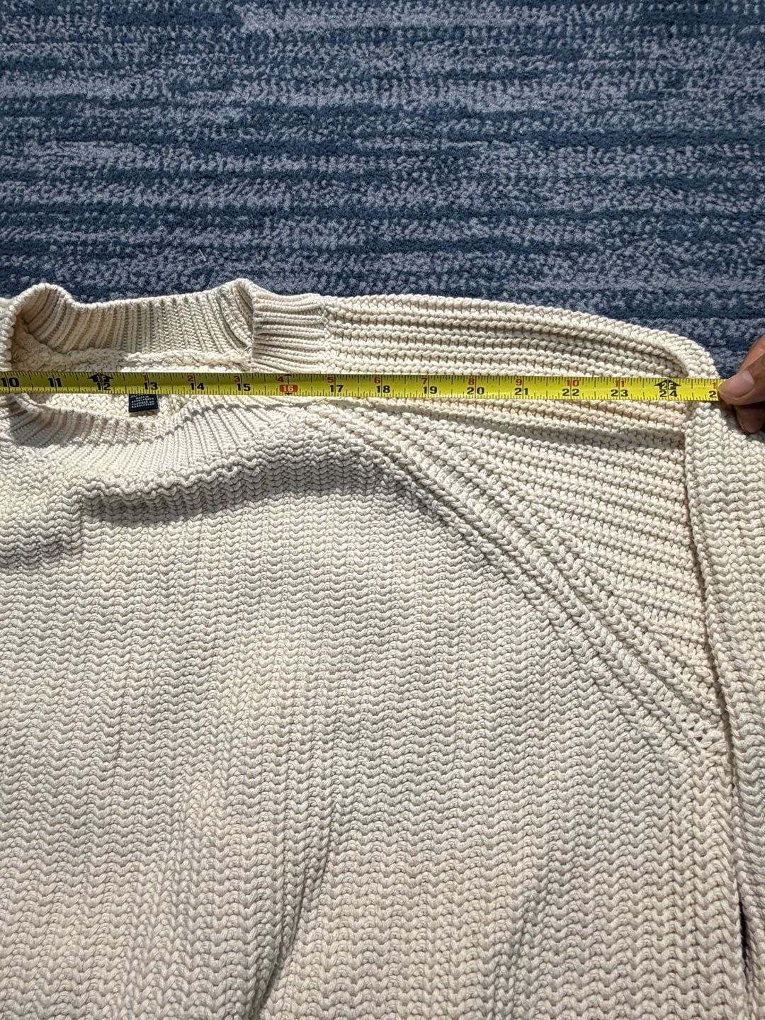 American Eagle Chunky Knit Crew Neck Sweater Cream 13