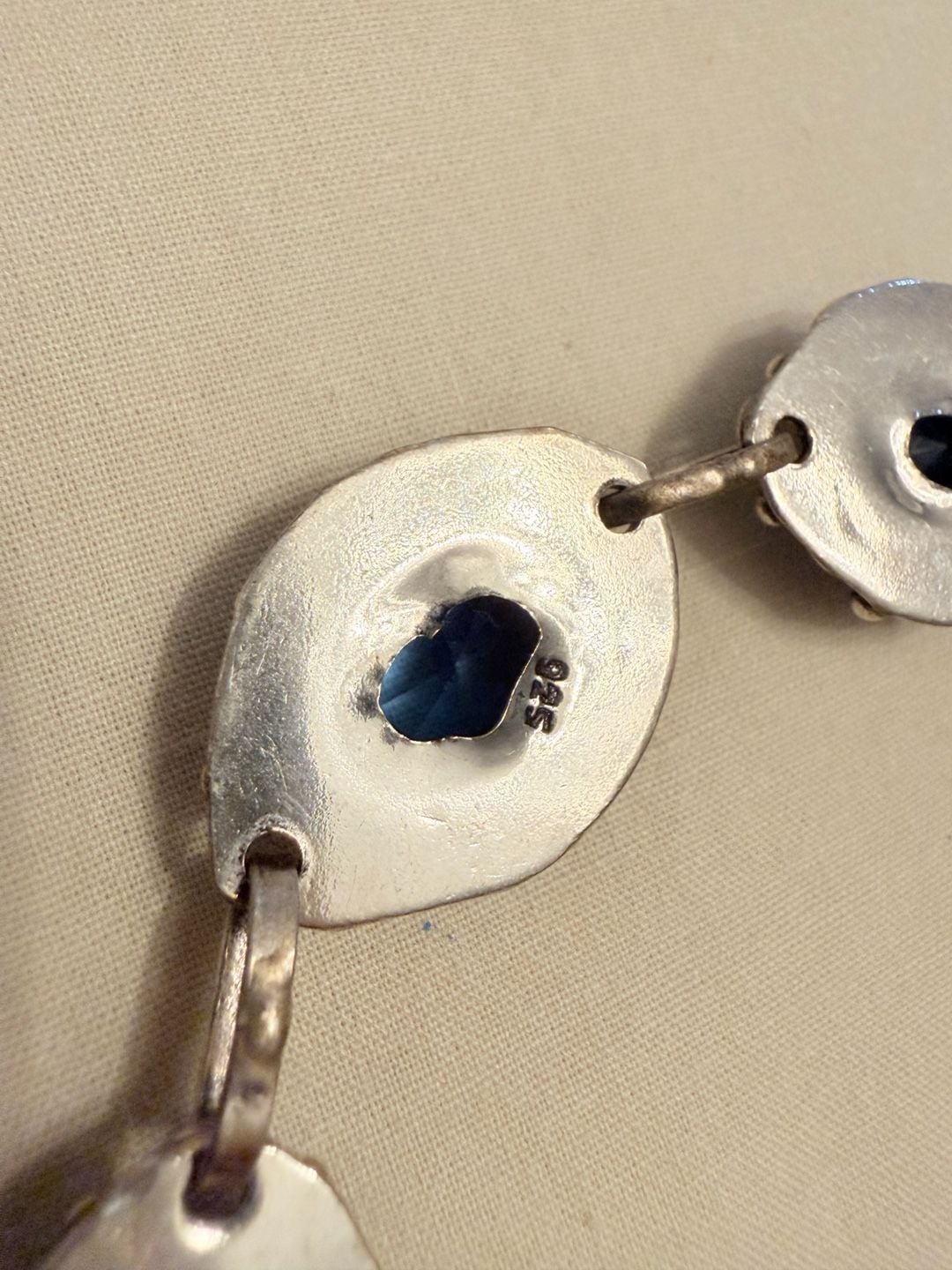 Vintage Sterling Silver Blue Topaz Gemstone Toggle Bracelet 925 6