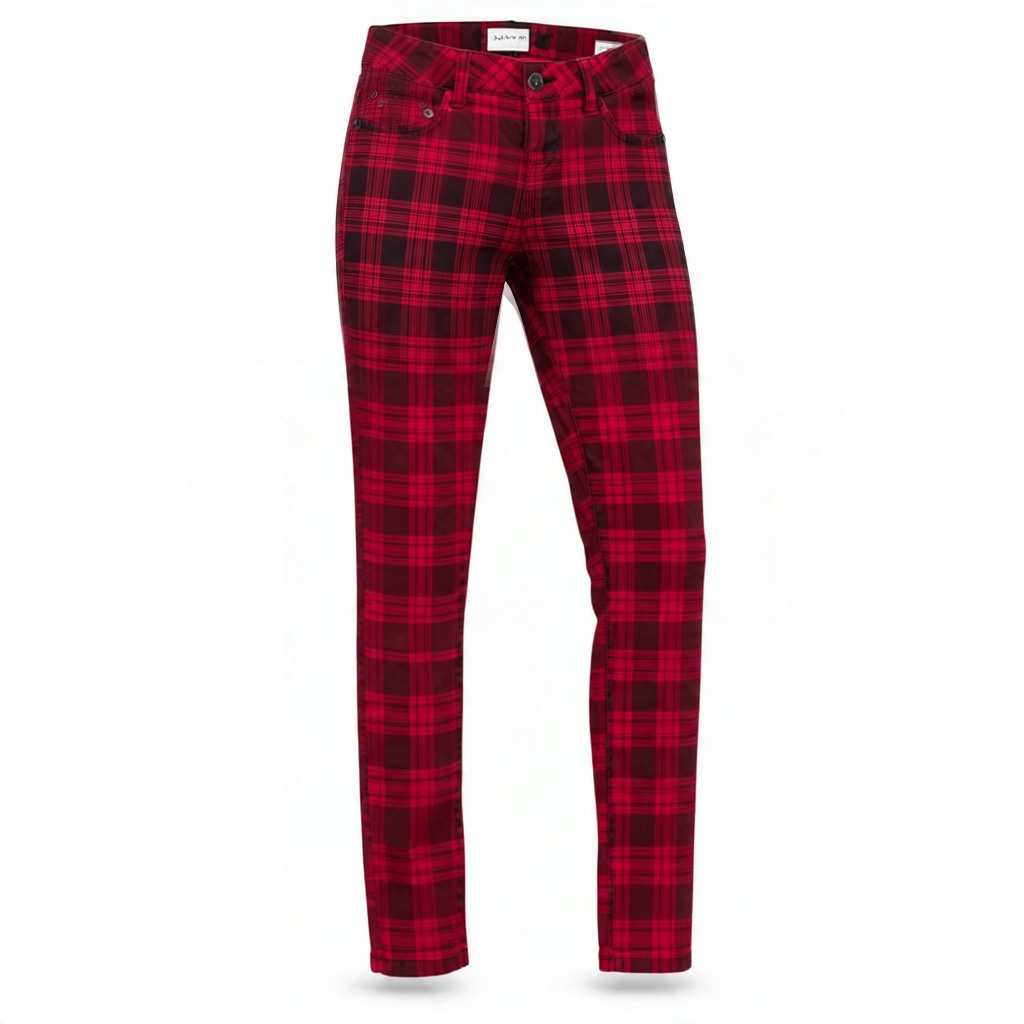 Truce Tartan Plaid Skinny Pants Size S Red Black Punk 2