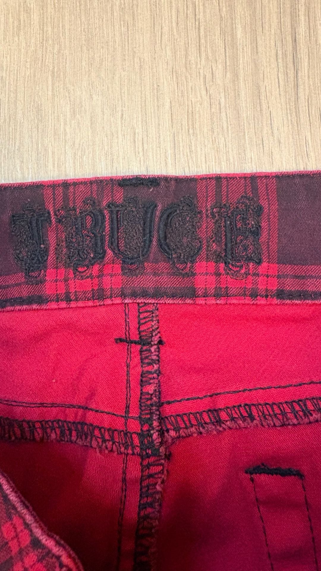 Truce Tartan Plaid Skinny Pants Size S Red Black Punk 5