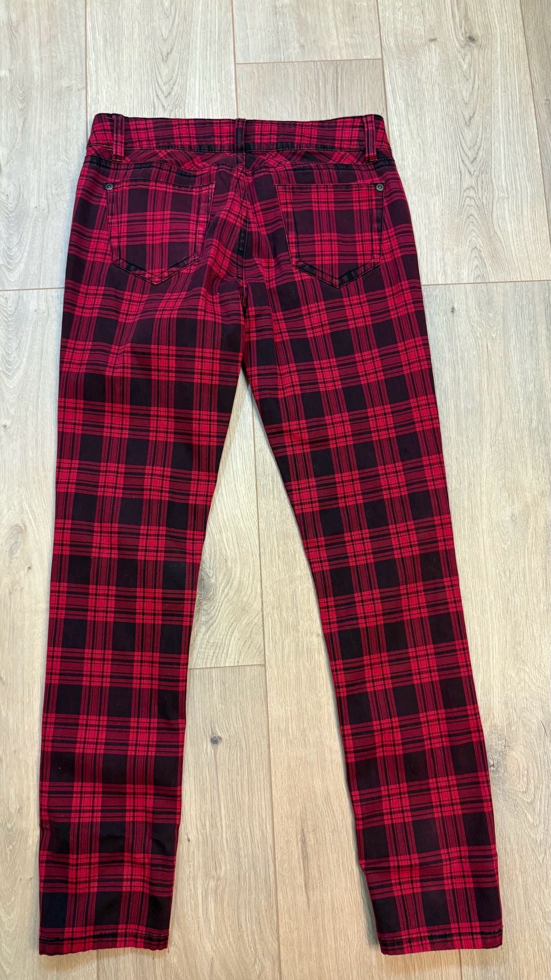 Truce Tartan Plaid Skinny Pants Size S Red Black Punk 6