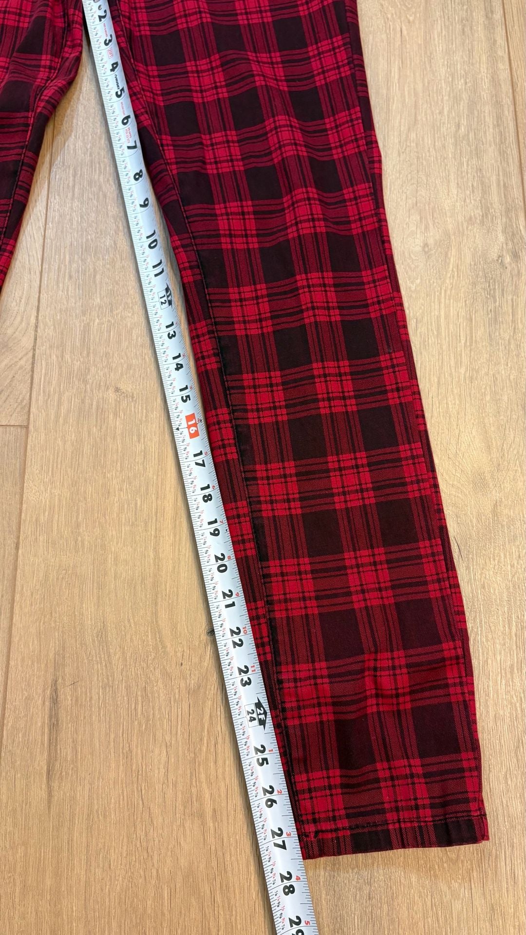 Truce Tartan Plaid Skinny Pants Size S Red Black Punk 7