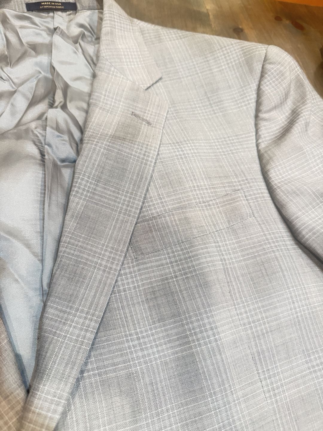 Hart Schaffner Marx Gold Trumpeter Plaid Blazer Sport Coat Grey Men 44R 46R L 7