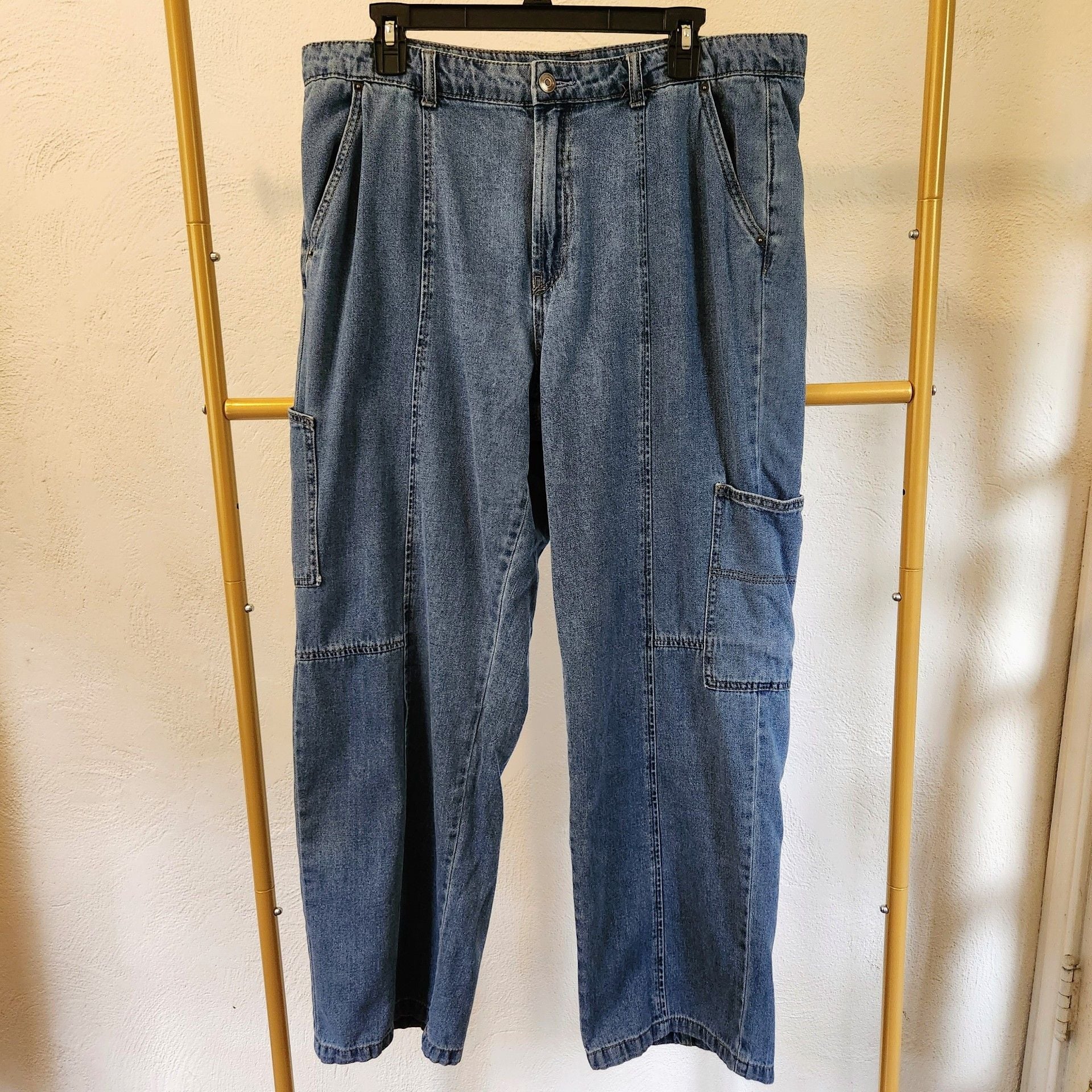Future Collective Reese Blutstein Cargo Jeans Size 14 Blue Denim 2