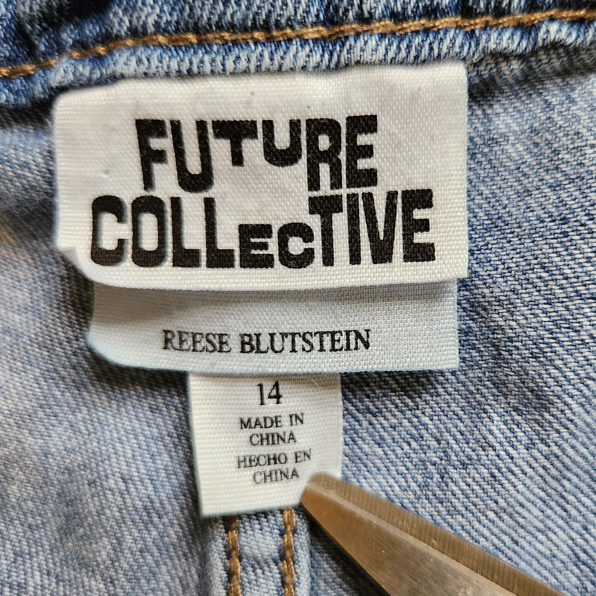 Future Collective Reese Blutstein Cargo Jeans Size 14 Blue Denim 3