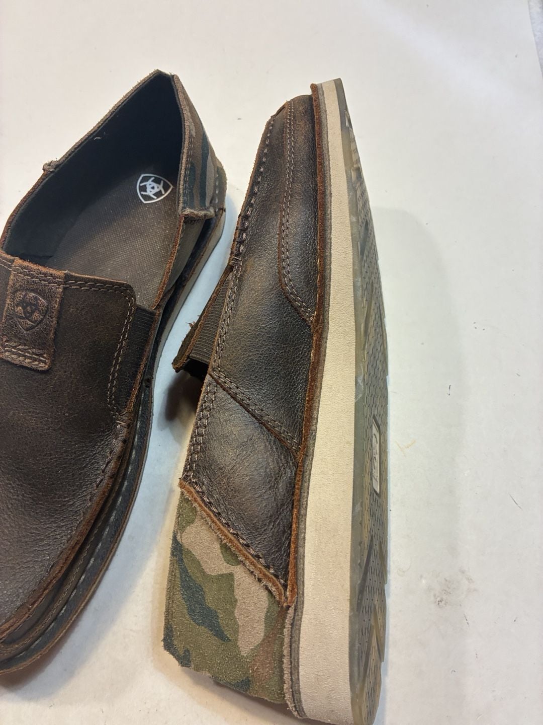 Ariat Cruiser Slip-On Shoes Brown Leather Camo Accents 5