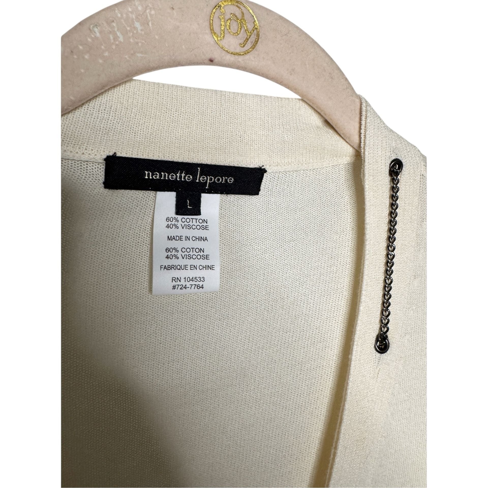 Nanette Lepore Cream Chain Trim Cardigan Size L 4