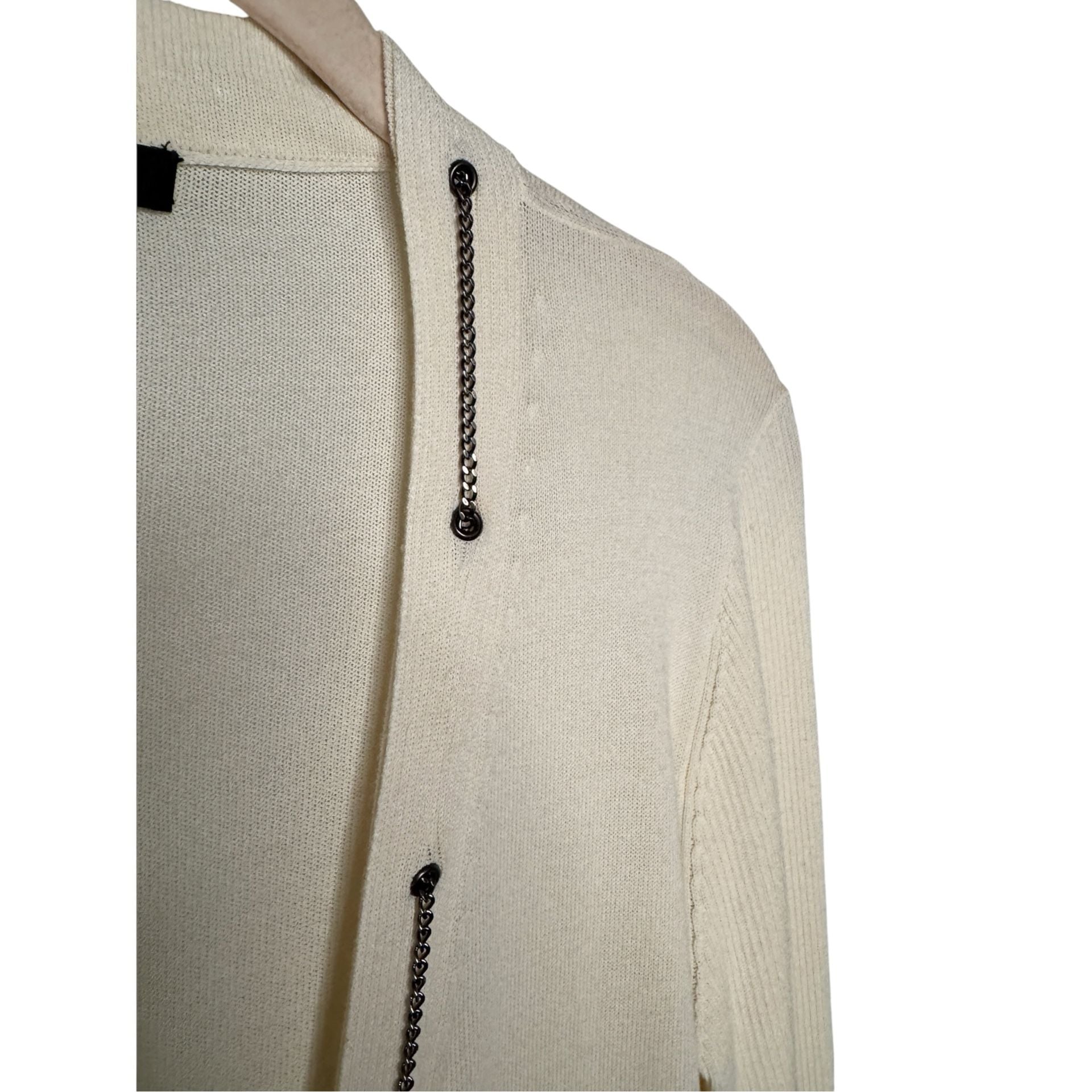Nanette Lepore Cream Chain Trim Cardigan Size L 9
