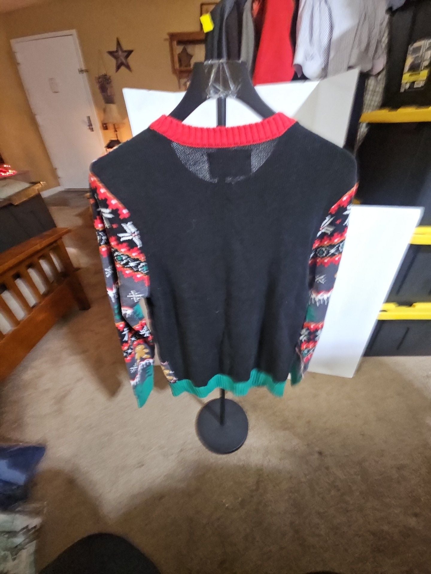 Ugly Christmas Sweater Santa Size M Black Holiday Novelty 3