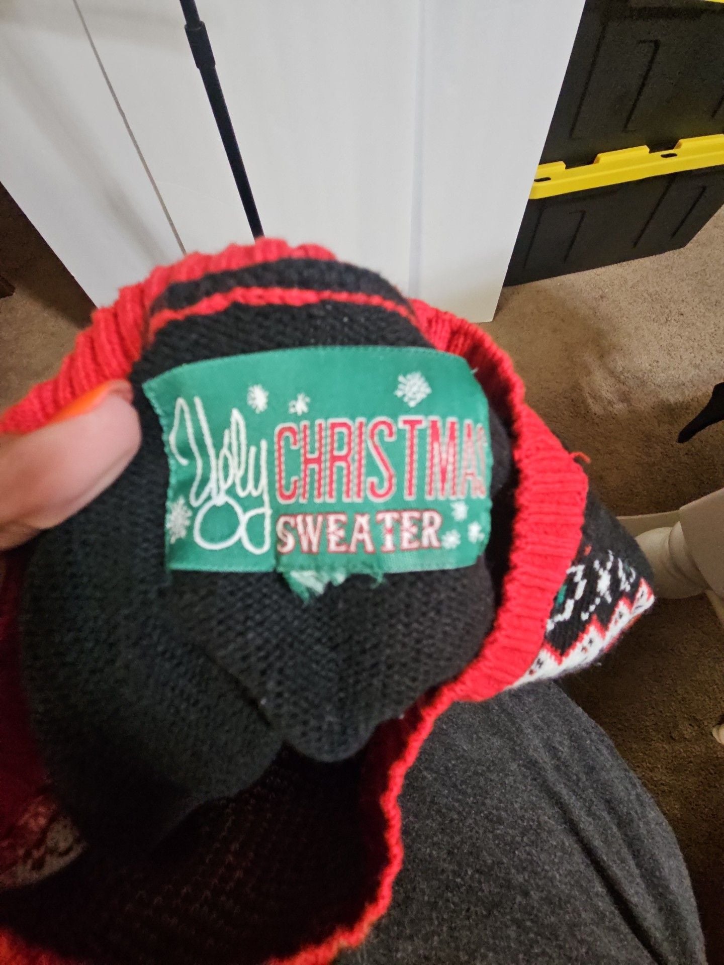 Ugly Christmas Sweater Santa Size M Black Holiday Novelty 4