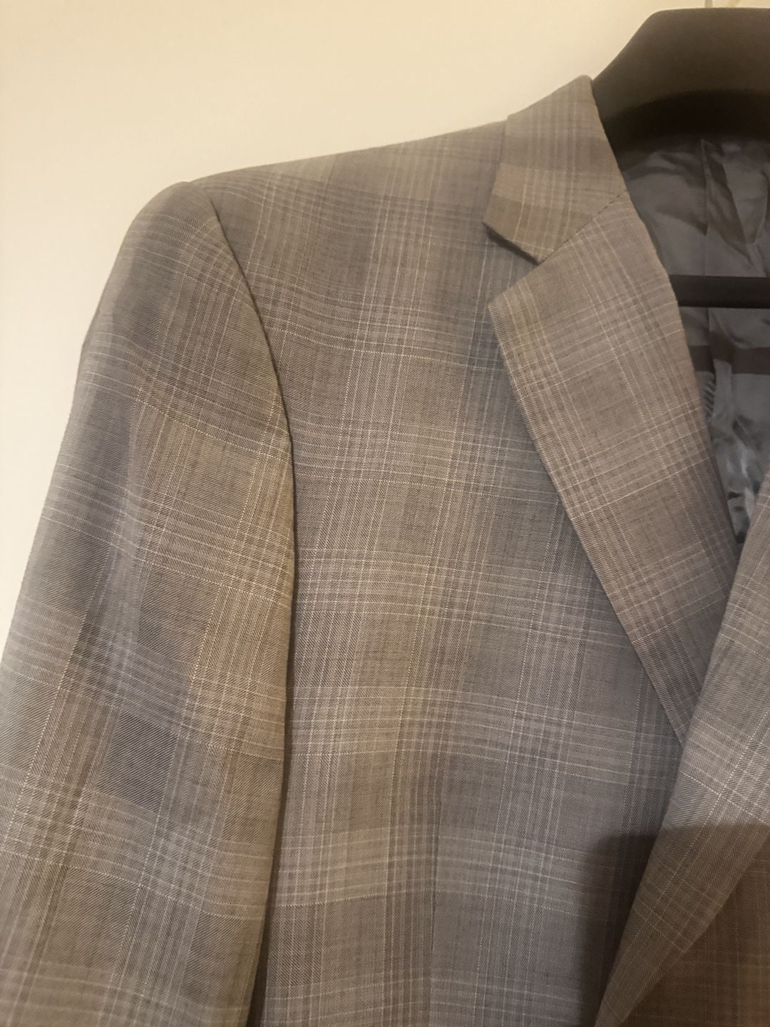 Hart Schaffner Marx Gold Trumpeter Plaid Blazer Sport Coat Grey Men 44R 46R L 8