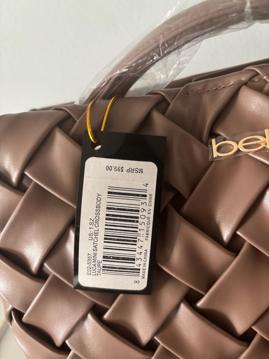 bebe Woven Faux Leather Handbag Brown 7