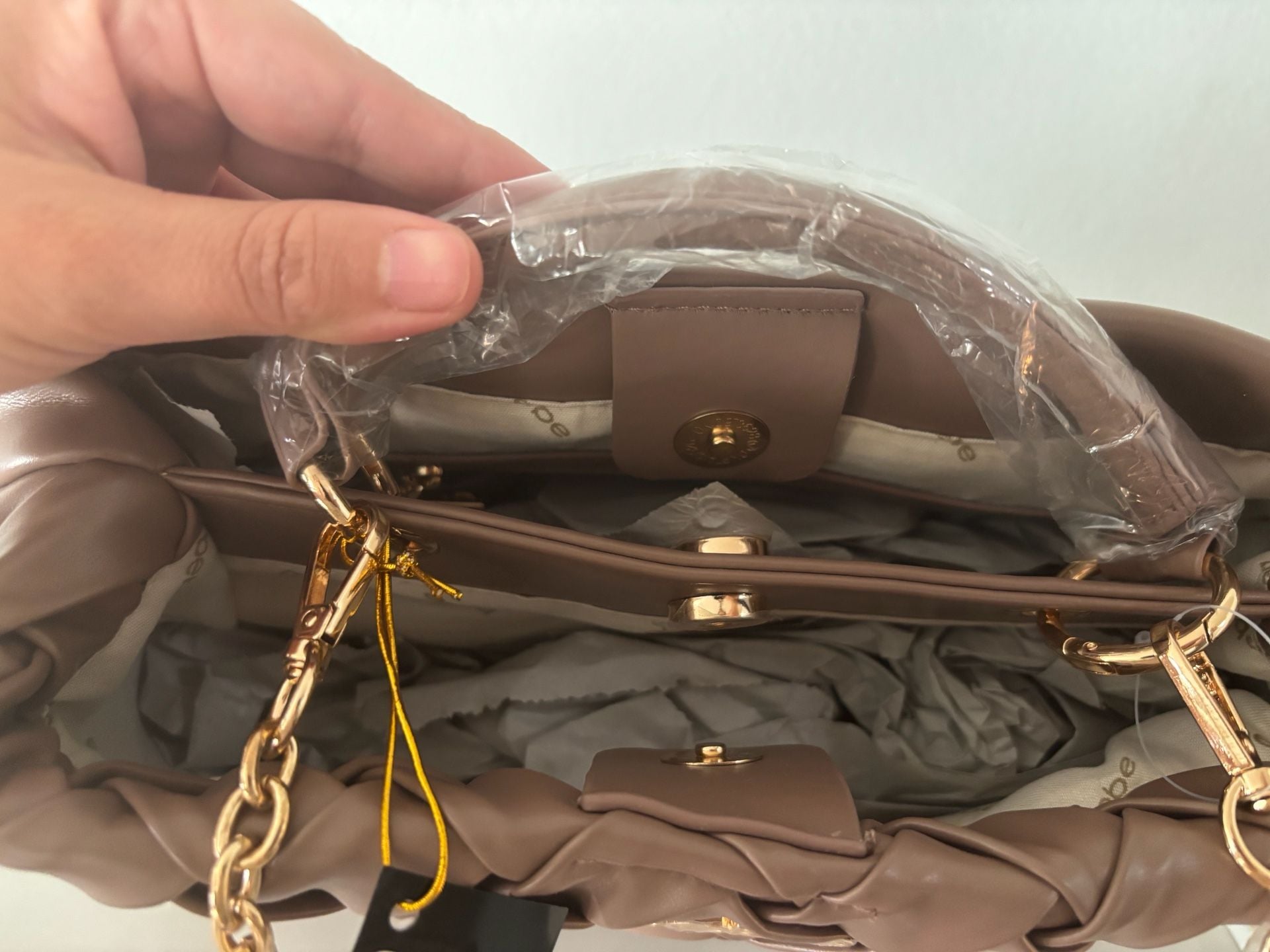 bebe Woven Faux Leather Handbag Brown 11