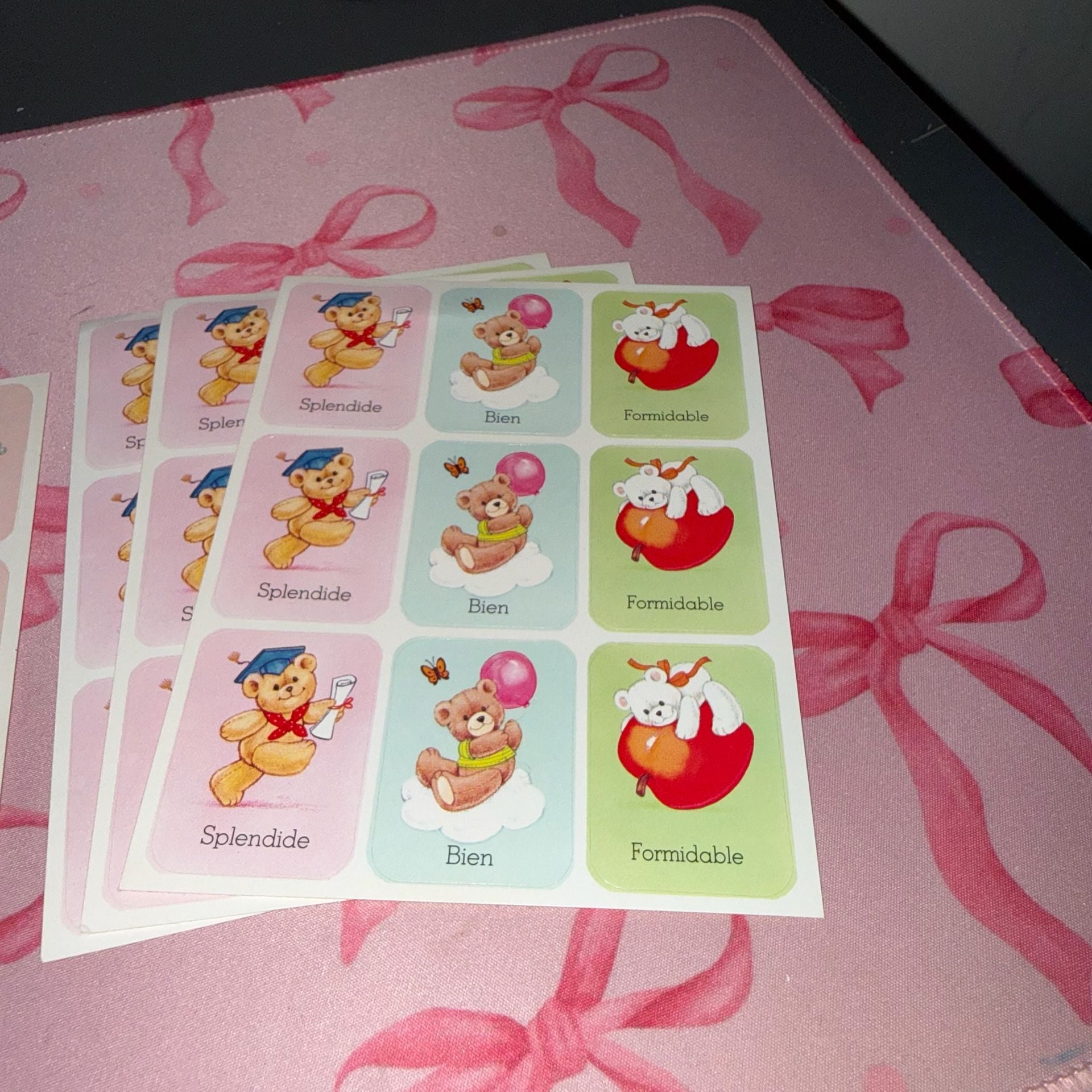 Vintage French Reward Stickers Cute Bear Panda 3