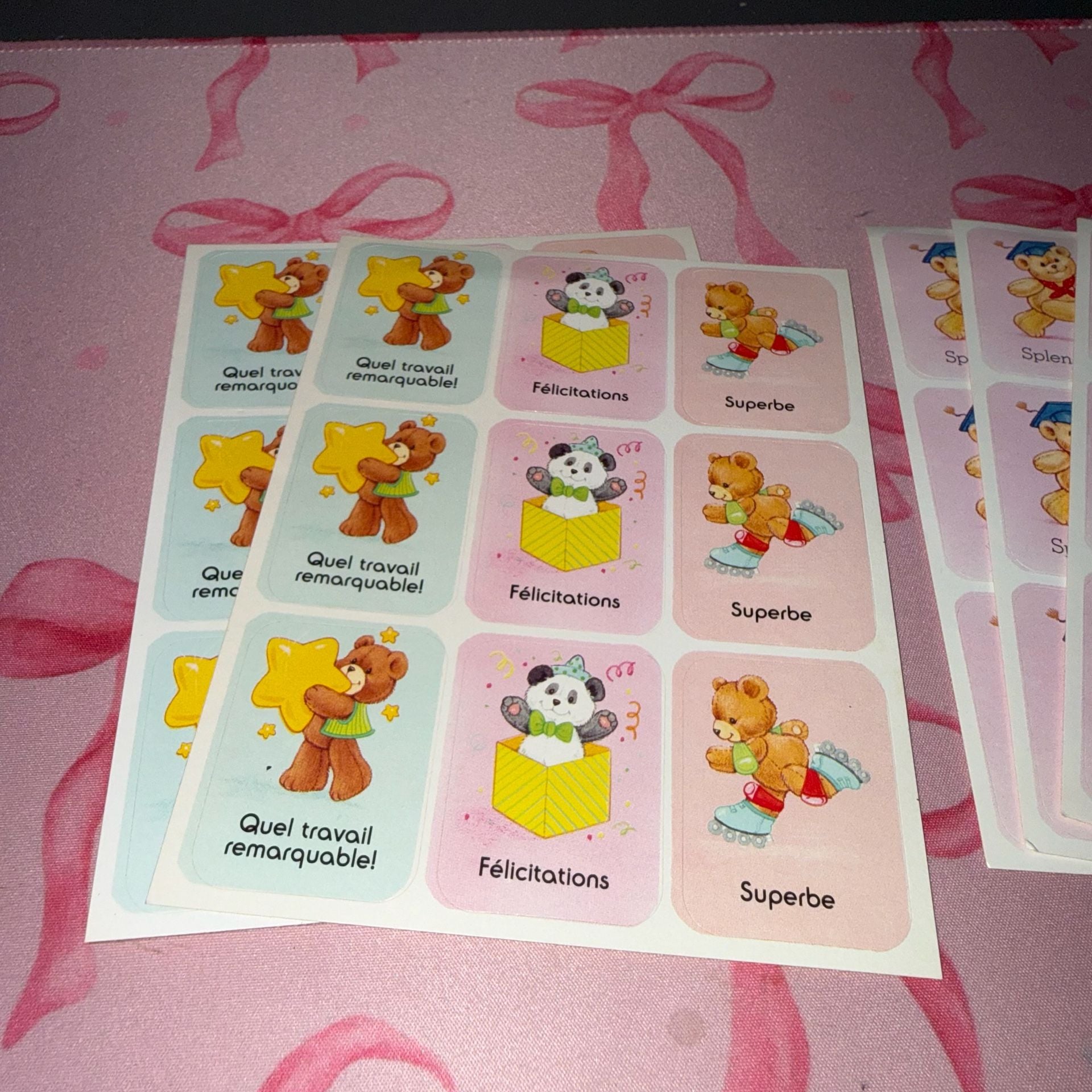 Vintage French Reward Stickers Cute Bear Panda 4