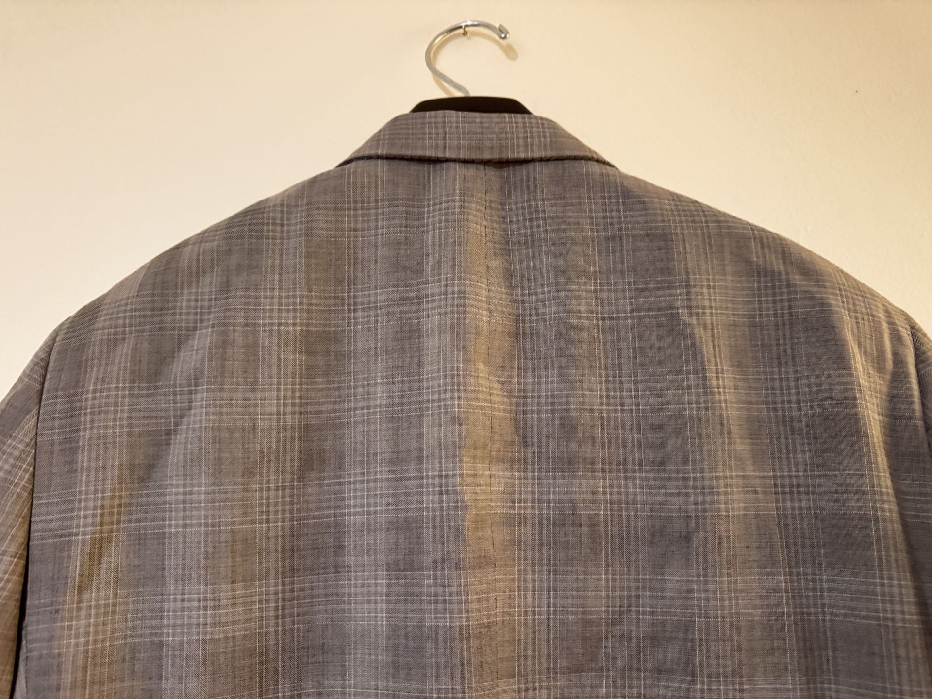 Hart Schaffner Marx Gold Trumpeter Plaid Blazer Sport Coat Grey Men 44R 46R L 13