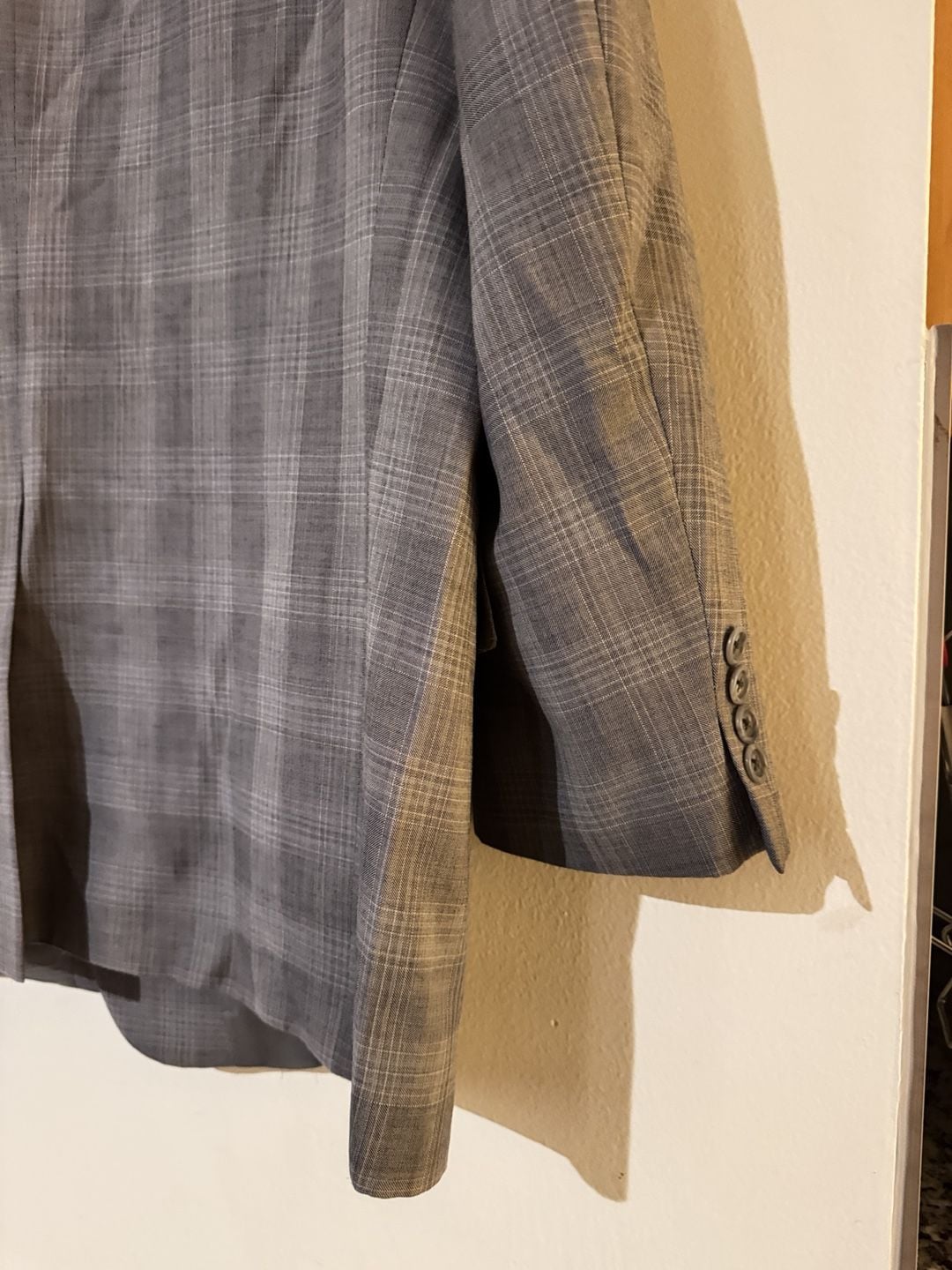 Hart Schaffner Marx Gold Trumpeter Plaid Blazer Sport Coat Grey Men 44R 46R L 15