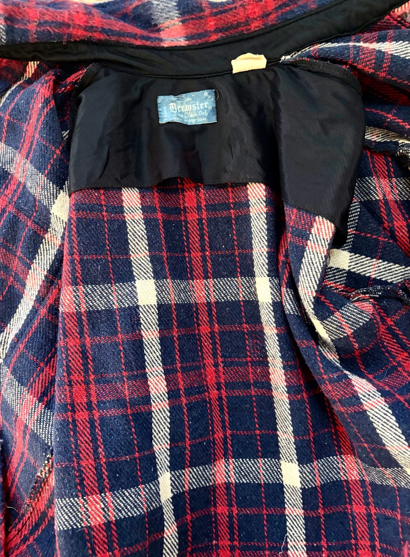 1970s Wool Plaid Shirt Jacket Red Blue Brewster 7