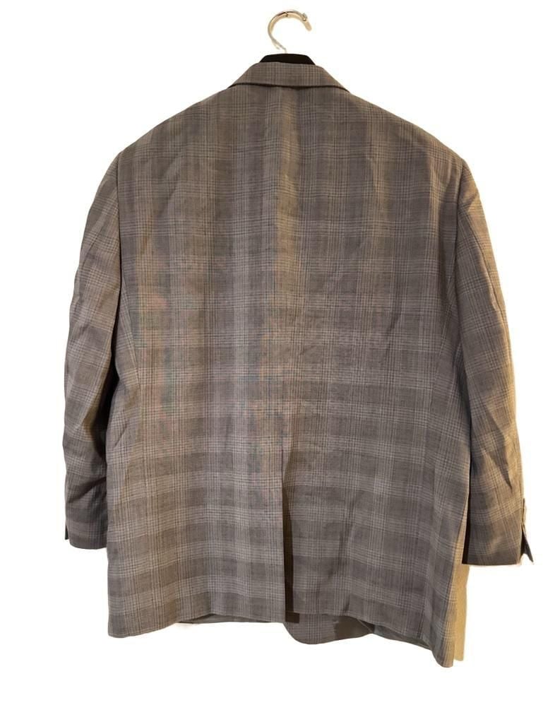 Hart Schaffner Marx Gold Trumpeter Plaid Blazer Sport Coat Grey Men 44R 46R L 11