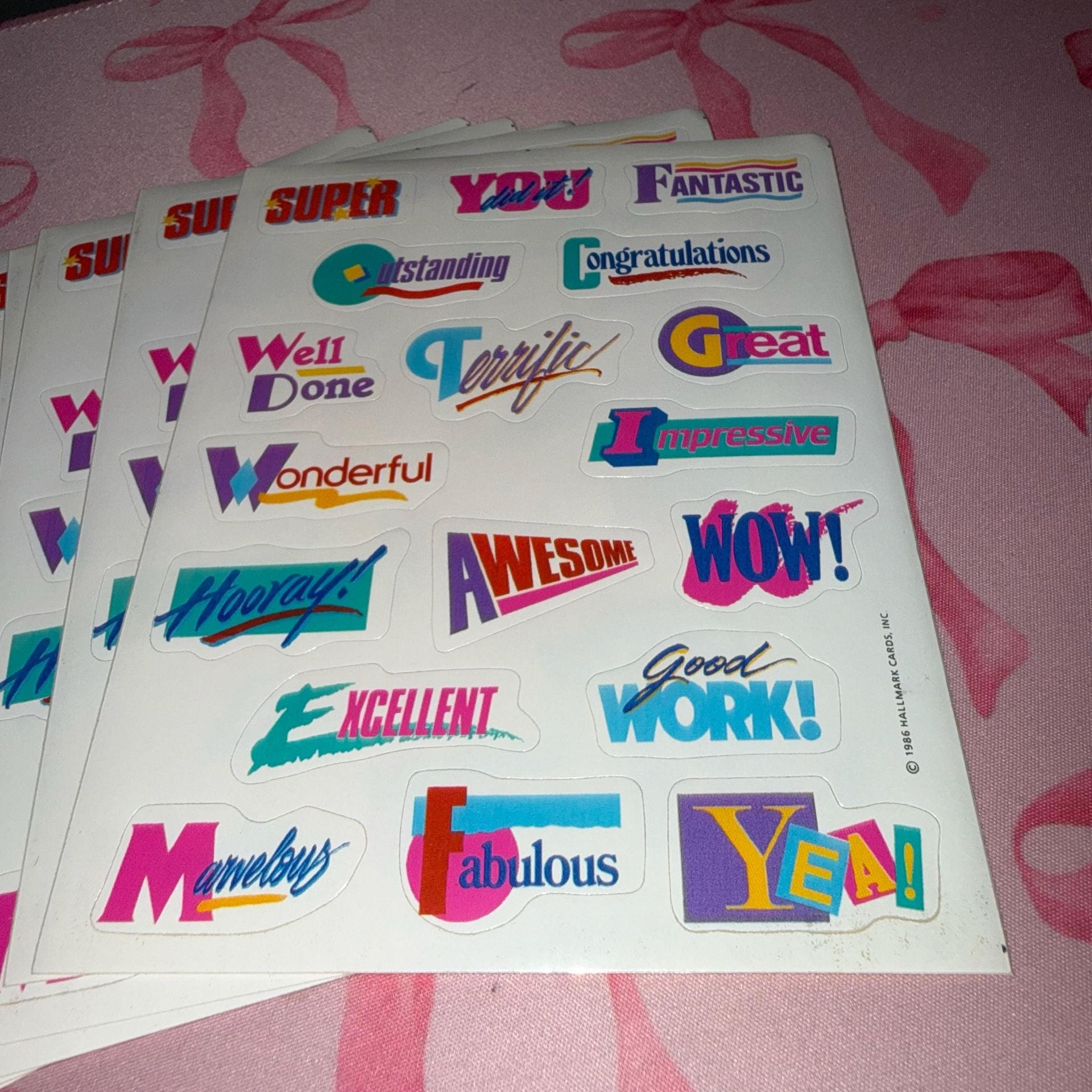 Vintage 1986 Hallmark Praise Encouragement Stickers Sheet Lot 2