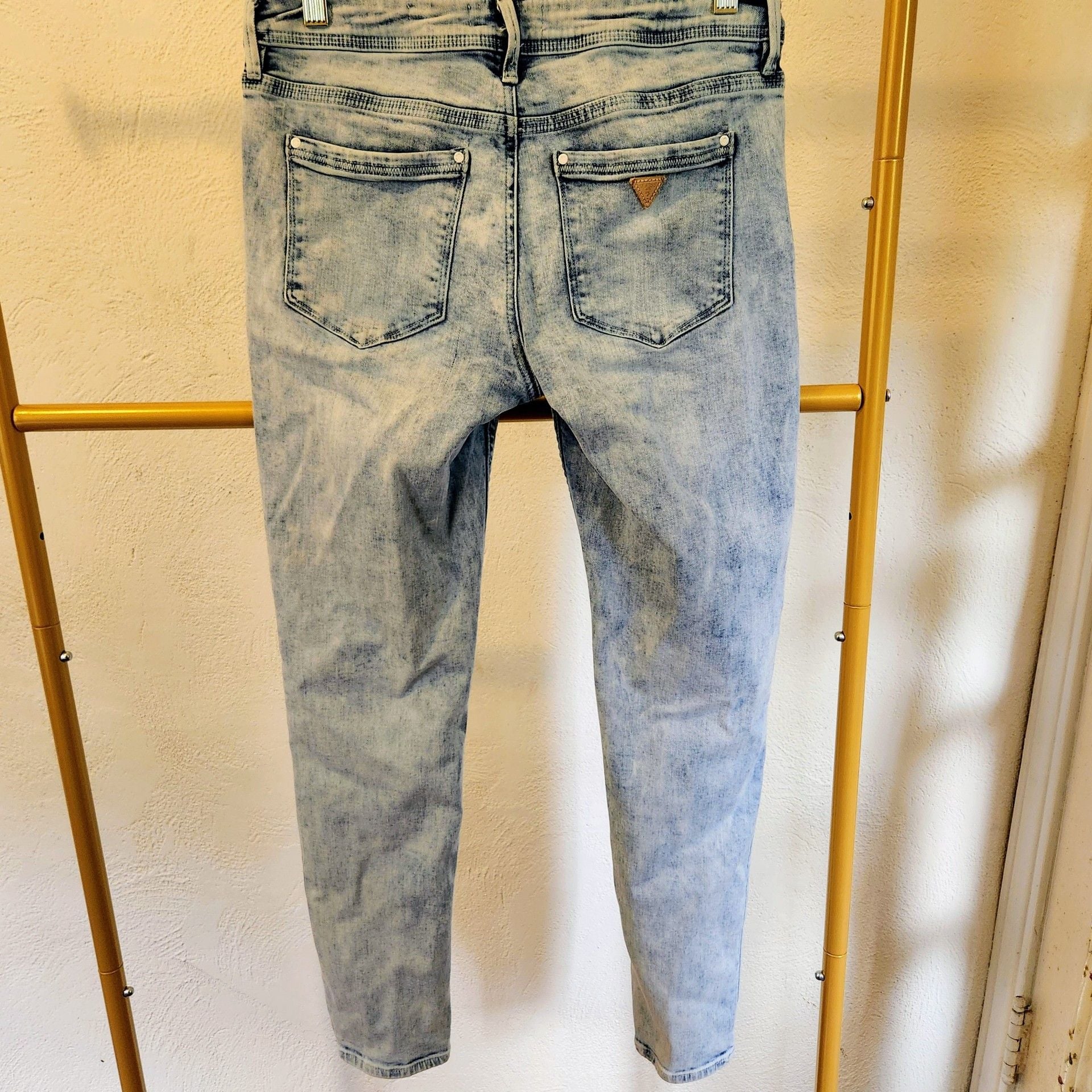 Guess Low Rise Skinny Jeans Size 15 Light Wash Acid Wash Denim 4