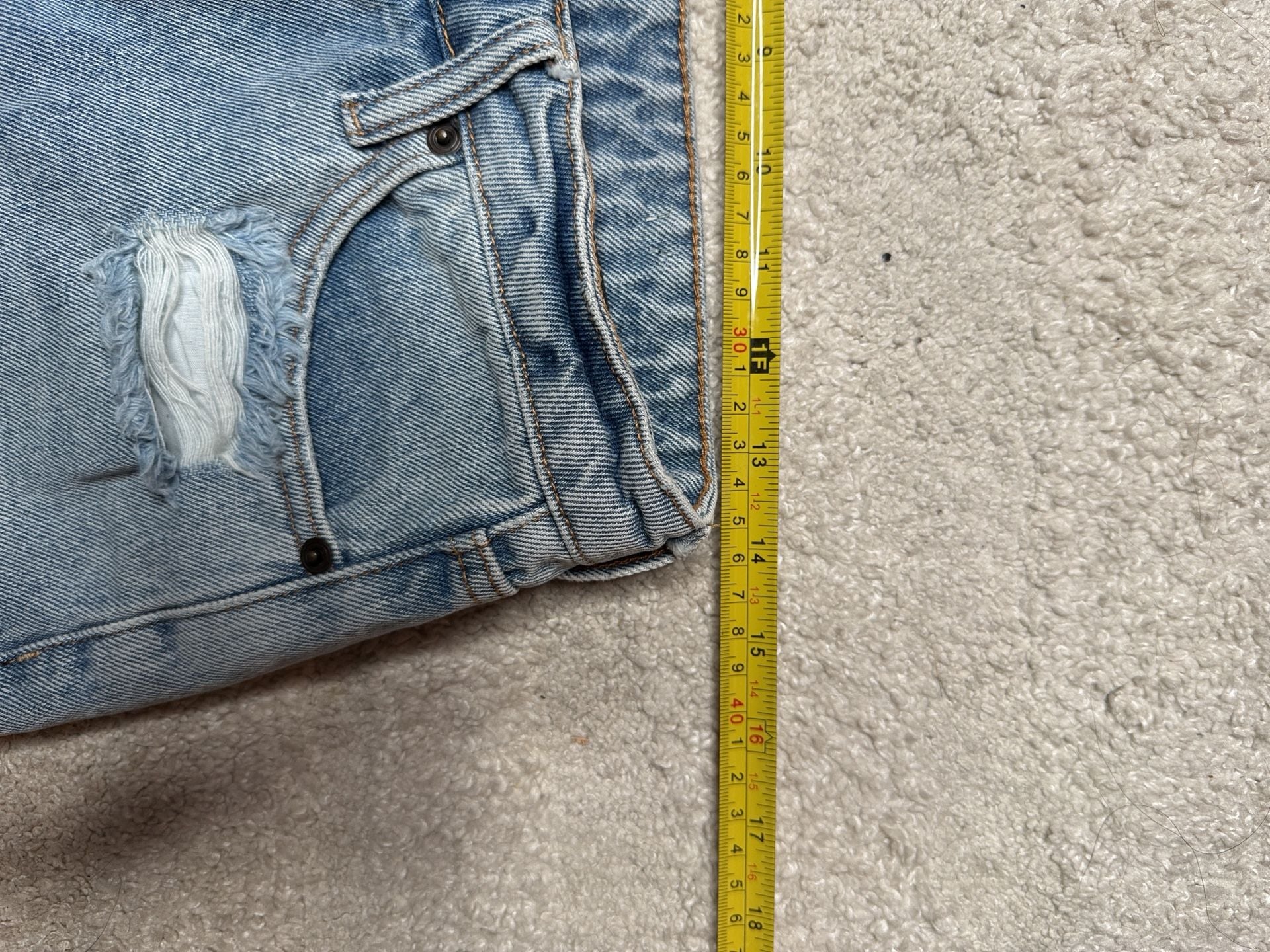 Fashion Nova Distressed Denim Shorts Size 5/27 Blue Raw Hem 4