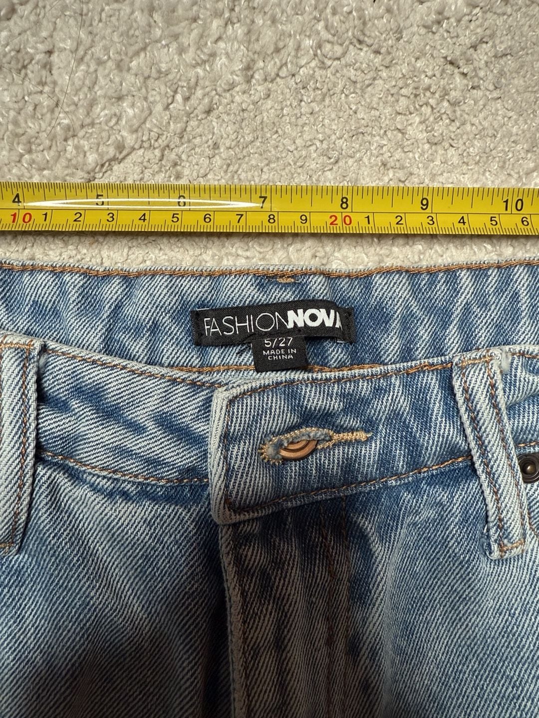 Fashion Nova Distressed Denim Shorts Size 5/27 Blue Raw Hem 5