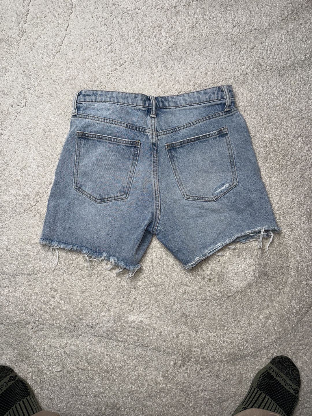 Fashion Nova Distressed Denim Shorts Size 5/27 Blue Raw Hem 7