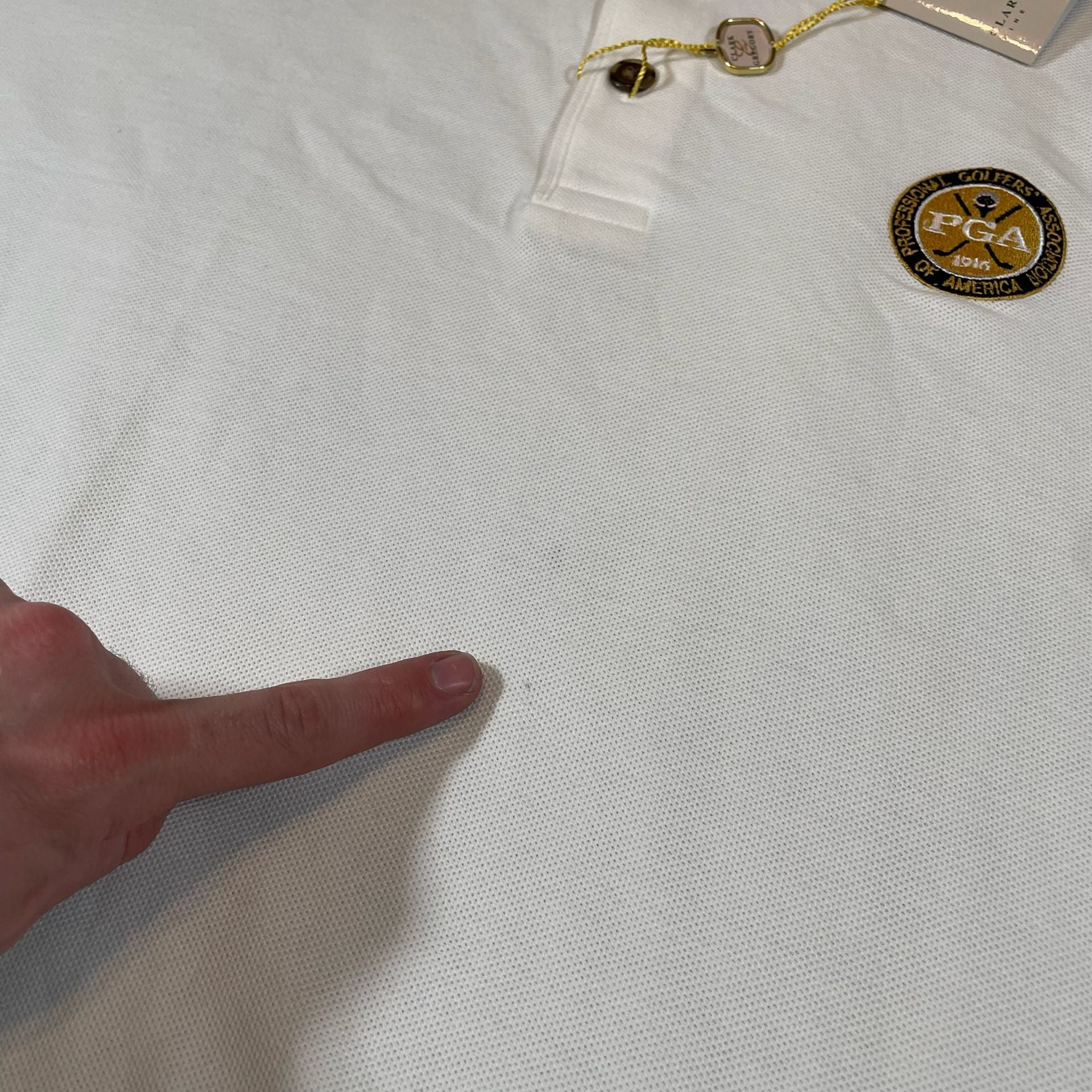 Clark Gregory PGA Polo Shirt Size L White Embroidered Golf Wear 7