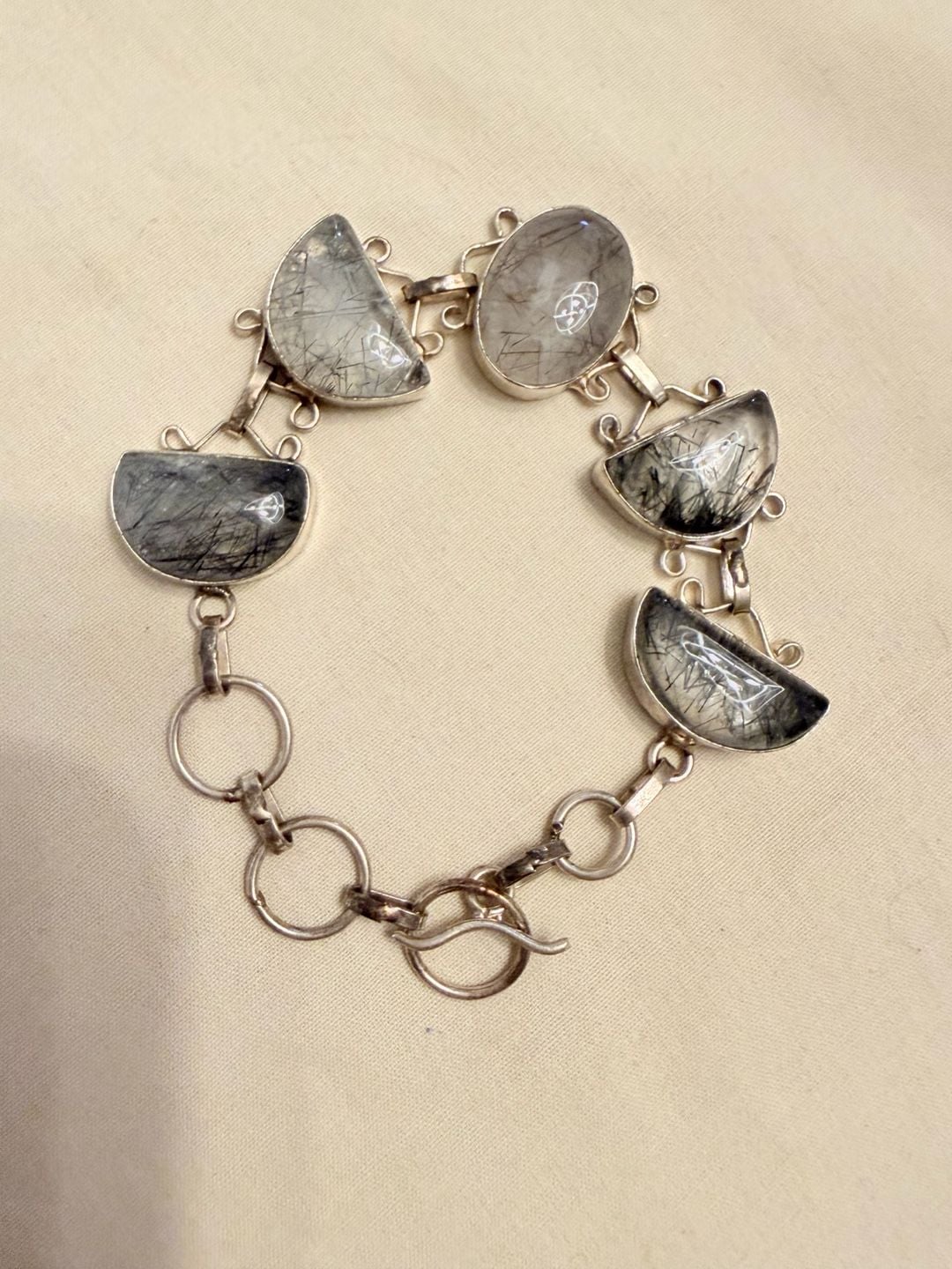 Sterling Silver Tourmalated Quartz Link Bracelet 2