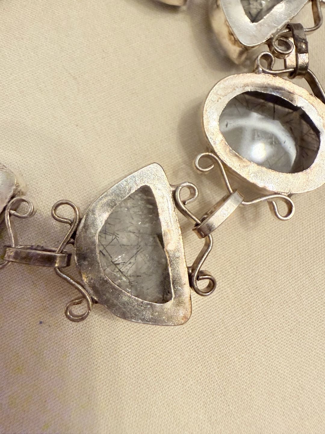 Sterling Silver Tourmalated Quartz Link Bracelet 7