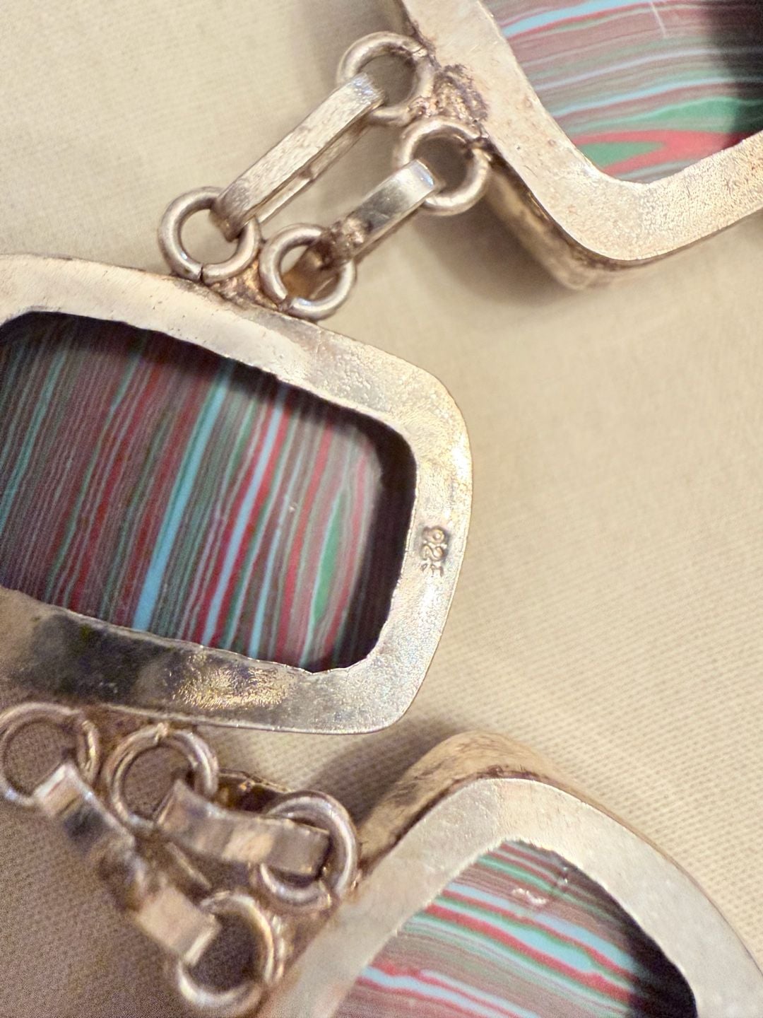Sterling Silver Fordite Link Bracelet 925 5