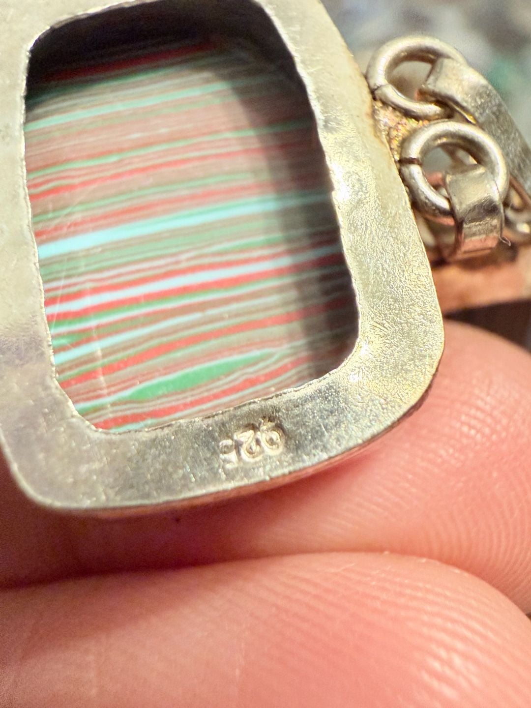 Sterling Silver Fordite Link Bracelet 925 6