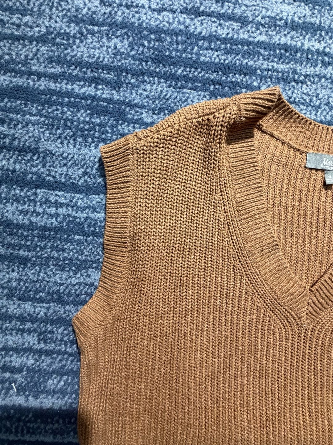 Marled Reunited Clothing V-Neck Sweater Vest Size L Brown Ribbed 6
