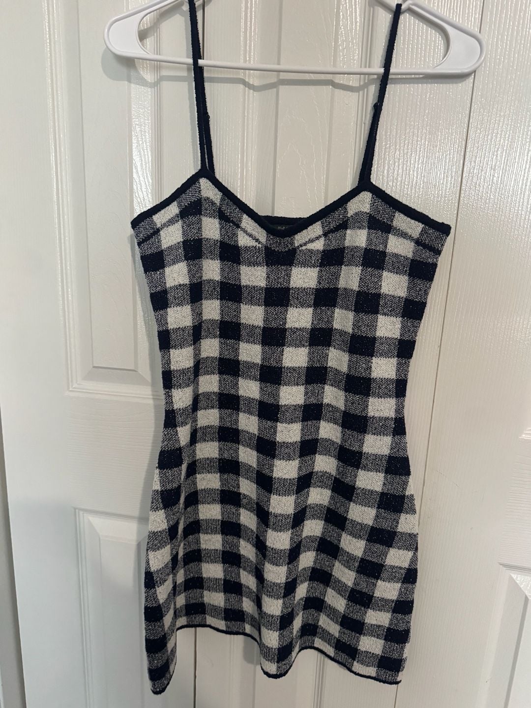 Wild Fable Gingham Sweater Dress Size S Navy Cream 2