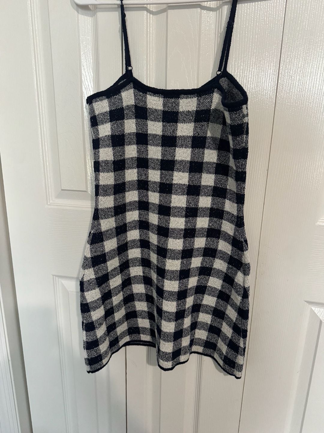 Wild Fable Gingham Sweater Dress Size S Navy Cream 3